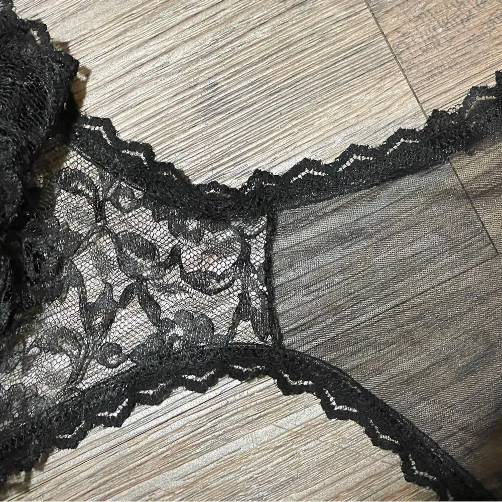 Vintage Stardust Intimates Sheer Lace Panty Black Size 6